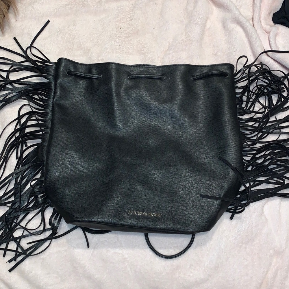 Black VS drawstring backpack
